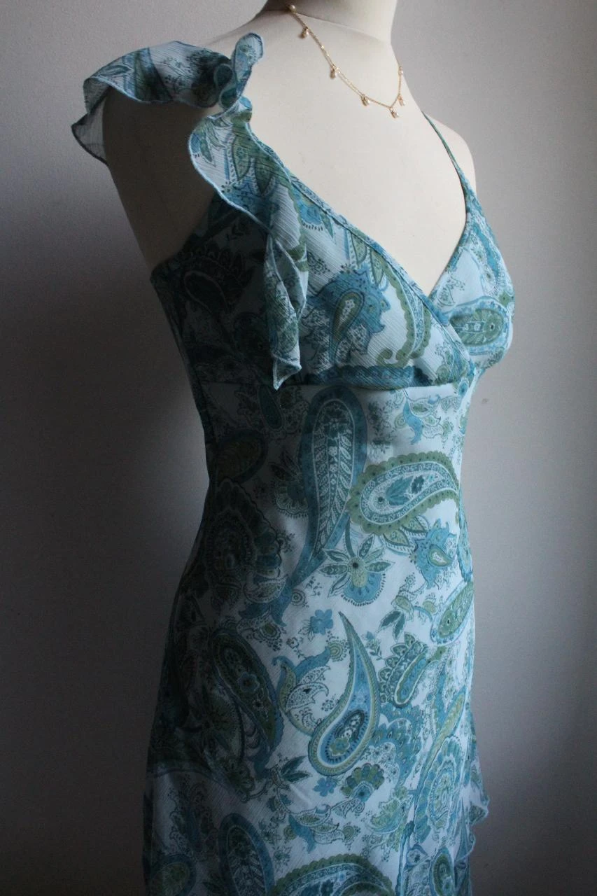 Mim vintage blue cashmere printed dress – photo 3